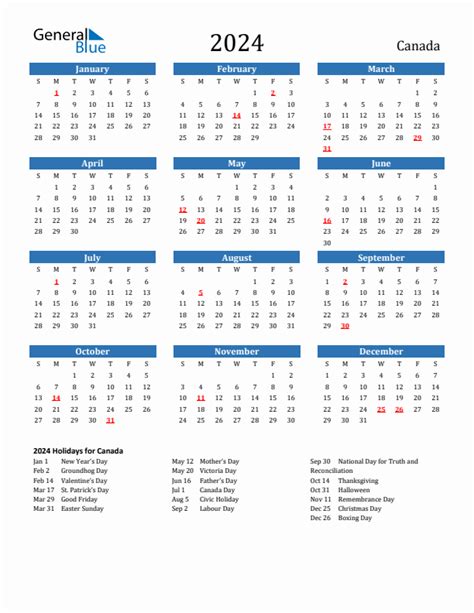 easter 2024 calendar canada